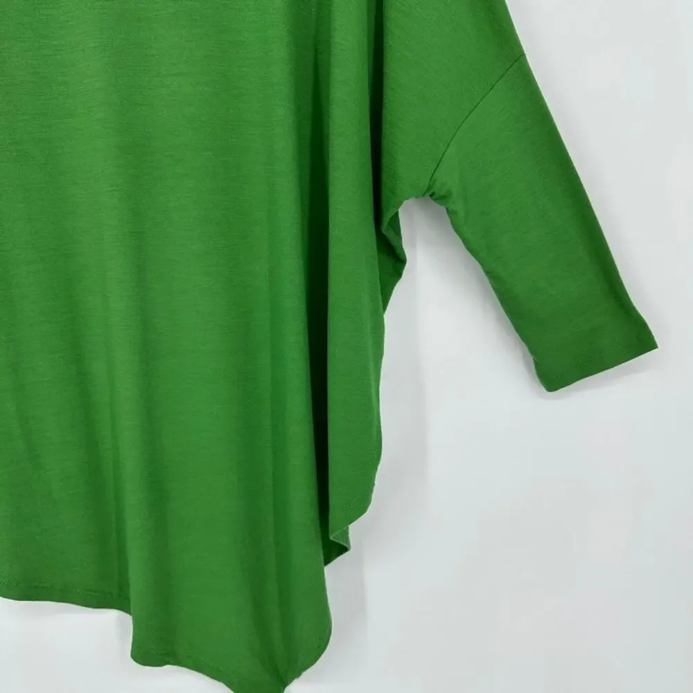 J Jill Wearever Collection Tunic XS Slub Knit Asymmetrical Hem Boho Travel Green - Picture 3 of 8